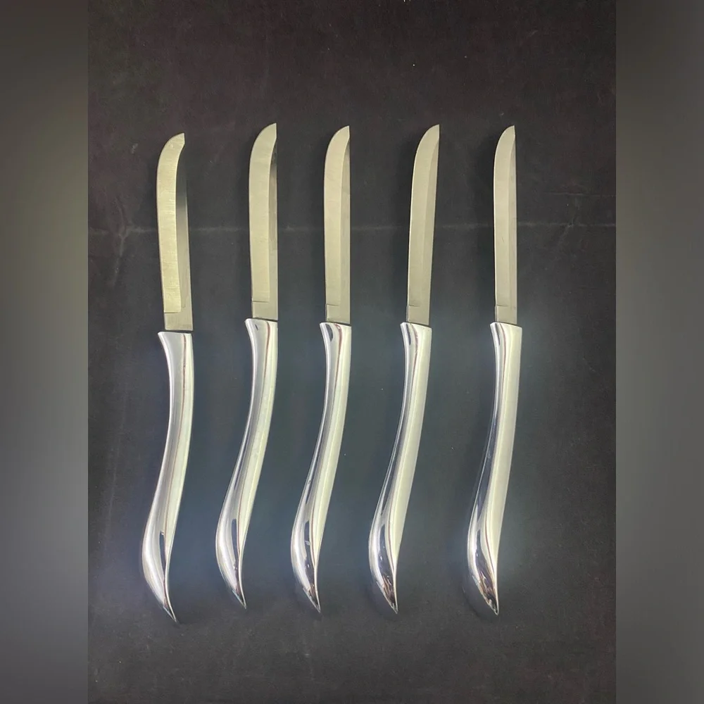 Vintage Carvel Hall Steak Knives Set of 5 Made In USA Stainless Heavy